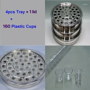 Plates Stainless Steel Dinner 4 Communion Trays 1 Lid 160PCs Compression Re-useable Plastic Cups