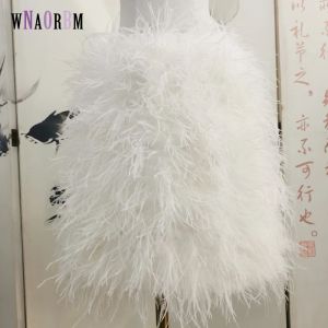 skirt 100% ostrich feather Length 50cm women's skirt stretch skirt birthday party dress Multicolor can be customized