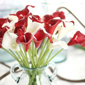 Dekoratif Çiçekler 10 PCS Düğün Dekorasyonu Gerçek Touch Lily Calla Pu Yapay Çiçek Buketleri Ev Gelin
