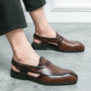 New Men Men Sandals Buckle Strap Dress Shoes Handmade Black Business Fashion Shoes Size 38-46