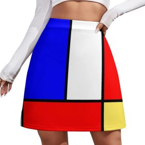 Saia mod 60s estilo mondrian mini saia roupas de verão para mulher 2023 vestido feminino roupas estilo coreano
