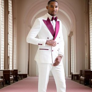 Erkekler için Jacquard Erkekler İnce Fit Yeşil Saten Kapı Düğün Smokin Çifte Breasted Prom Son Ceket Pantolon Tasarımları 2024