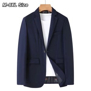 Giacche 8XL 7XL 6XL Business Casual Blazer da uomo Plus Size Giacca da abito in tinta unita Abito da lavoro Cappotti oversize Uomo Nero Grigio