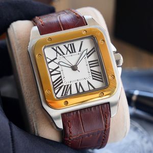 Luxury Men's Watches Montre De Luxe sports leisure watch 40mm automatic mechanical leather strap square stainless steel dial 279P