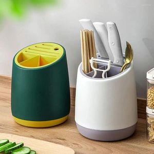 Kitchen Storage Cylinder Rotating Cutlery Rack Plastic Large Capacity Chopsticks Spoon Box Drying Rotatable Home