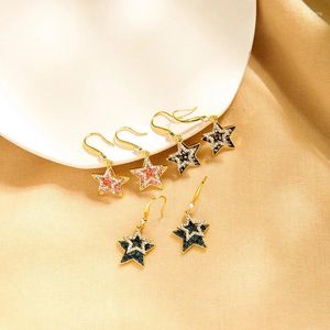 Orecchini pendenti Uer Delicata stella di cristallo multicolore con goccia per le donne Commercio all'ingrosso di gioielli di moda in ottone color oro con zirconi lucidi