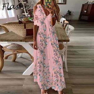 Dress Casual Women Dresses Floral Print V Neck Party Dress Spring Summer Short Sleeve Elegant Lace Patchwork Ladies Sexy Dress