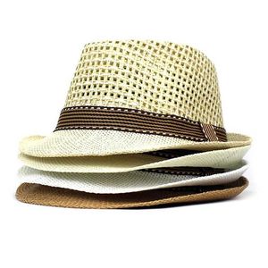 Wide Brim Hats Bucket Hats British mens beach sun hat summer denim vintage jazz hat breathable straw hat outdoor Panama mens holiday sun hat J240305