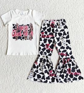 Nuovo arrivo neonate vestiti per bambini set bambini interi abbigliamento fattoria mucca stampa ragazze boutique campana fondo abiti primavera Summ2113511