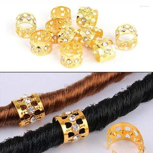 Hair Clips 10Pcs Dread Braids Gold Silver Color Micro Lock Tube Beads Adjustable Cuffs For Accessories