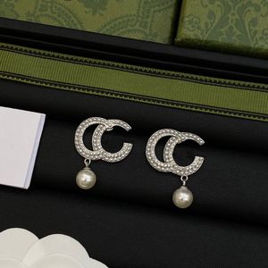 Marca de luxo brincos pequenos diamantes pérolas cobre brinco de noivado para mulheres senhora