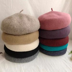 Berets Elegant Wool Beret Hats Women Winter French Hat Girls Solid Fashion Autumn For Warm Felt Street