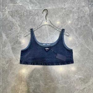 Damen-Tanktops, Camis, Designer-Nischendesign, 2024, Vorfrühling, neue Kleidung, gewaschen und abgenutzt, lässiges, kurzes Denim-Top mit Riemen zum Aufhängen, kleines Tanktop für Damen FMPY