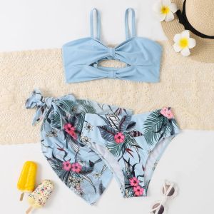 Stroje kąpielowe Słodki 3 -częściowy zestaw kąpielowy Swim Swimpit Girl Swimodwear Kids Bikini Suit for Girl