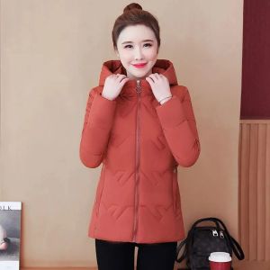 Parkas Womens Down Cotton Coat Casual Hooded Cotton Padded Jacket Winter Puffer Parkas Mamma Bomull Outwear dragkedja varm jacka plus storlek