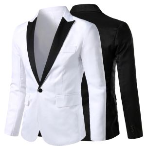 Джакеки New Men Business Casual Suits с длинным рукавом Slim Fit Jacket Blazer костюми