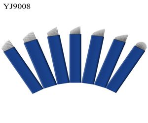 100pc niebieska pokrywa 18 U kształt profesjonalny manualna igła brwi z manualą brwi Tatuaż Pen Microblading Blade dla brwi 58842876