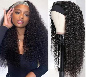 Peruvian Deep Wave Headband Wig Human Hair Wigs For Women Peruvian Curly Human Hair Wigs Nature Color8812315