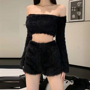 Shorts Sexy Elastic Waist Aline Shorts Autumn Winter New Solid Knitting Allmatch Youth Hot Shorts Fashion Trend Y2K Women Clothing