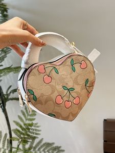 Collezione Heart Designer Borsa a tracolla Cherry Borsa da donna Borsa a tracolla classica Zaino alla moda Borsa a tracolla con fiori antichi Logo Borsa a tracolla a righe a cuore carino