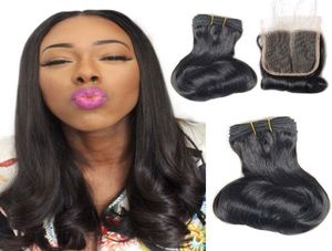 Hela Virgin Bundle Double Drawn Natural Color Funmi Hair Egg Curly Bundles Förlängning med stängning9164749