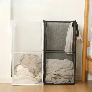Laundry Bags 1pcs Folding Basket Organizer For Dirty Clothes Bathroom Mesh Hamper Toy Home Storage Bag Big Size Bucket