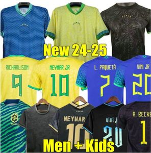 2024 205 브라질 축구 유니폼 브라질 축구 셔츠 Casemiro Vini Jr Richarlison 23 24 25 Carlos Romario Ronaldinho Camisa de Futebol Rivaldo 남자 셔츠 키트