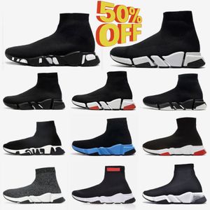 Designers hastighet 2,0 v2 tennis casual skor plattform sneaker män kvinnor tripler s paris sockor stövlar märke svart vit röd ljus rubin graffiti lyxtränare sneakers sneakers