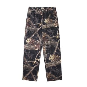 2023 Autumn New Mens Vintage Men's Straight Classic Casual Trousers Casual Camo Maple Leaf Full Print Factory Pants