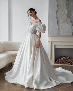 Fläckar a-line bröllopsklänningar 2024 kort ärm applikationer prinsessa brudklänning kvinnor bröllopsklänningar plus storlek