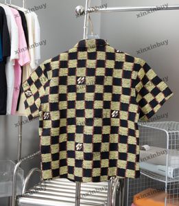Xinxinbuy Men Designer Tee T Shirt 2024 Paris Chessboard Grid Wzory Bawełniane Kobiety Kobiety Blue Black Khaki S-xl