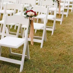 Sedia pieghevole per esterni in resina bianca per eventi di matrimonio leggera da giardino di alta qualità