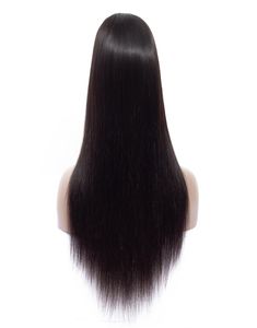 Brasilianische Echthaar-Perücken, unbehandeltes glattes Haar, Mittelteil, 10,2 x 10,2 cm, Lace-Front-Perücke mit Pony, für schwarze Frauen, 180 Dichte, leimfrei, Nat4704987