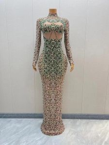 Festiwal sukienki błyszczące kolorowe dhinestones sukienka urodzinowa luksusowy kostium fantazyjny genialny tancerz ślubna sukienka imponująca sukienka