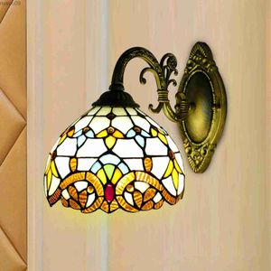 Wall Lamp Tiffany Style Beige Dome Glass Wall Lamp Victorian Style For Bedroom Living Room Dining Room Balcony Loft