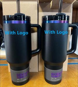 New Black Chroma With 1:1 Logo Cobranded Winter Pink Parade Shimmery Red Holiday 40 oz Tumblers With Handle Lid Straw Car Mugs Valentines Day Gifts Water Bottles 0313