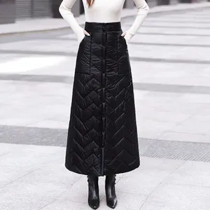 Skirts Korea Style Padded Cotton Thicken Warm Autumn Winter Outwear Down Slim Hip High Waist Fashion Women Casual Long