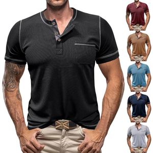 Men's T Shirts Casual Business T-Shirt Fashionable Solid Color Buttons High Quality Temperament Sport Camisa Masculina