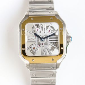 Top Stylish Quartz Watch Men Gold Silver Transparent Hollow Dial Sapphire Glass 40mm Classic Design Wristwatch Full Stainless Steel Band Clock CR208