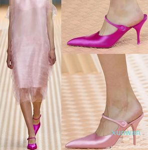 STILETTO HEELS Sandals مصممي المصممين SATIN مدببة Slingback Womens Dress Shoes 9cm مضخات عالية الكعب مصمم فاخر الصندل 35-42 مع صندوق