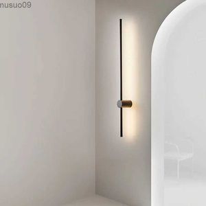 Wall Lamp Modern Nordic LED Wall Lamp for Bedroom Aisle Decor Bedside Reading Light Stairs Background Black Bathroom Longer Sconce