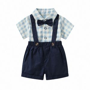 Babykläder set Summer Set småbarn kläder pojke träningsdräkt söt vinter t -shirt och byxor 2 st sport kostym mode barn flickor kläder p7no#