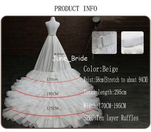 Nyaste en linje bröllopsklänning tåg petticoat underskirt brudtillbehör tio lager rufsar petticoats quinceanera klänning crinolin4712779