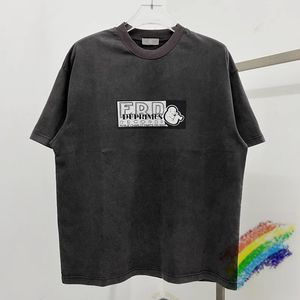 Agradável lavado t camisa das mulheres dos homens 1 qualidade 2024ss verão estilo graffiti camiseta superior de grandes dimensões