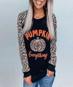 Kobiety Tshirt Leopard Pumpkin Print 2021 Autumn Long Rleeve Halloween T Shirts żeńskie top tee swobodne festiwal tops clothin3687828