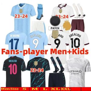 Haaland Manchesters Soccer Courseys 23 24 De Bruyne Phillips Mans مدن Grealish Mahrez Foden Ferran 2023 2024 Ulbower Shirt Uniforms City Men Kids Kids