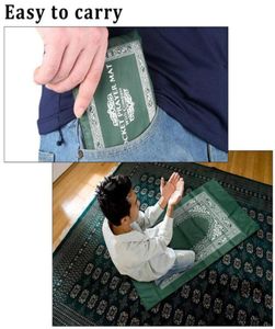 ホームテキスタイル新しい到着100x60cmポータブルラグコンパスイスラム教徒のイスラムのためのポリ膝をひざまずかせます。