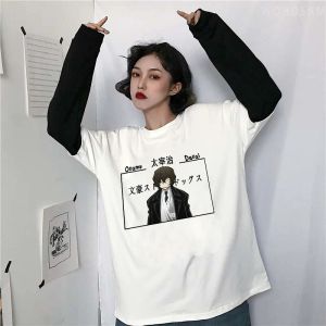 Camiseta Bungo Cães Vadios Homens Mulheres Harajuku Anime Dazai Osamu Impressão Engraçada Verão Oversized Hip Hop Streetwear Japão Manga Camiseta