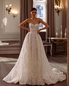 Klassisk av axel a-line bröllopsklänning spetsboll klänning plus storlek borst tåg brudklänningar klänning anpassade vestidos de novia