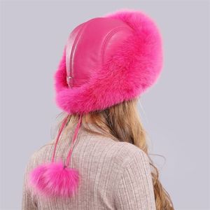 Rysk vinter naturlig päls hatt varm mjuk fluffig riktig bombplan hattar lyxig handgjorda mössor 201019320l